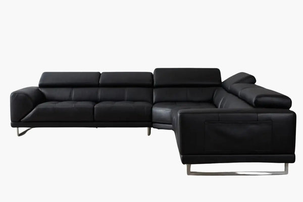 Black leather corner lounge deals