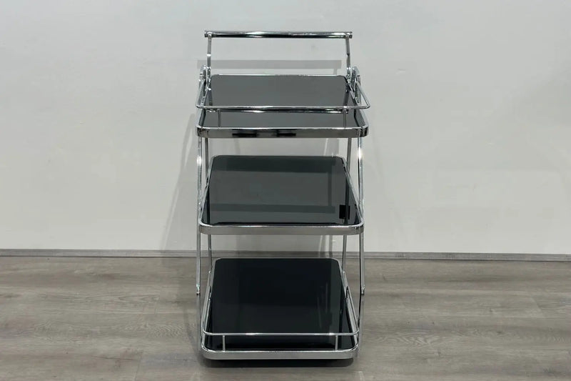 Walker Rectangle Bar Cart - White & Silver