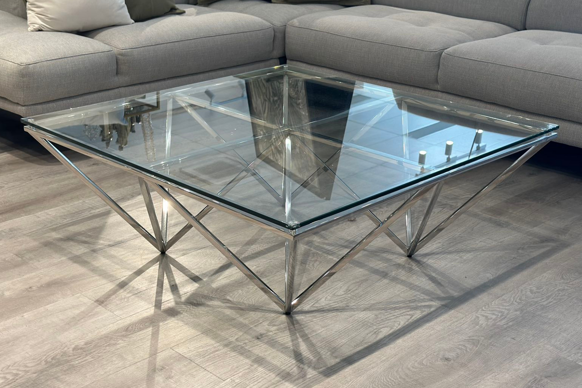 Mateo Glass Coffee Table Silver - Ex Display