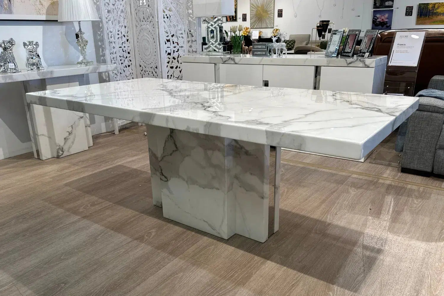 Albert White Marble Dining Table - Ex Display-Adore Home Living