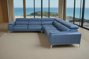 Bologna Leather Corner Lounge - Navy