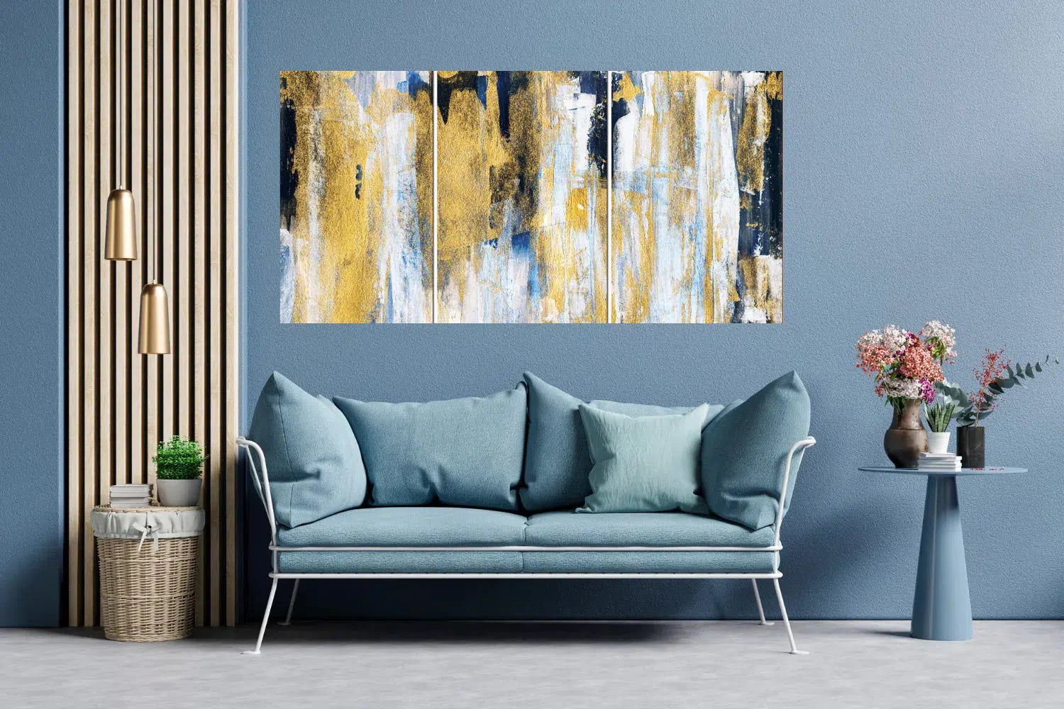 Blue and Gold Abstract-Adore Home Living