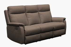 Como Leather 3 Seater Recliner - Latte