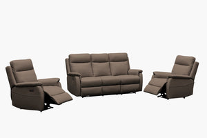 Como Leather Recliner Lounge Suite - Black