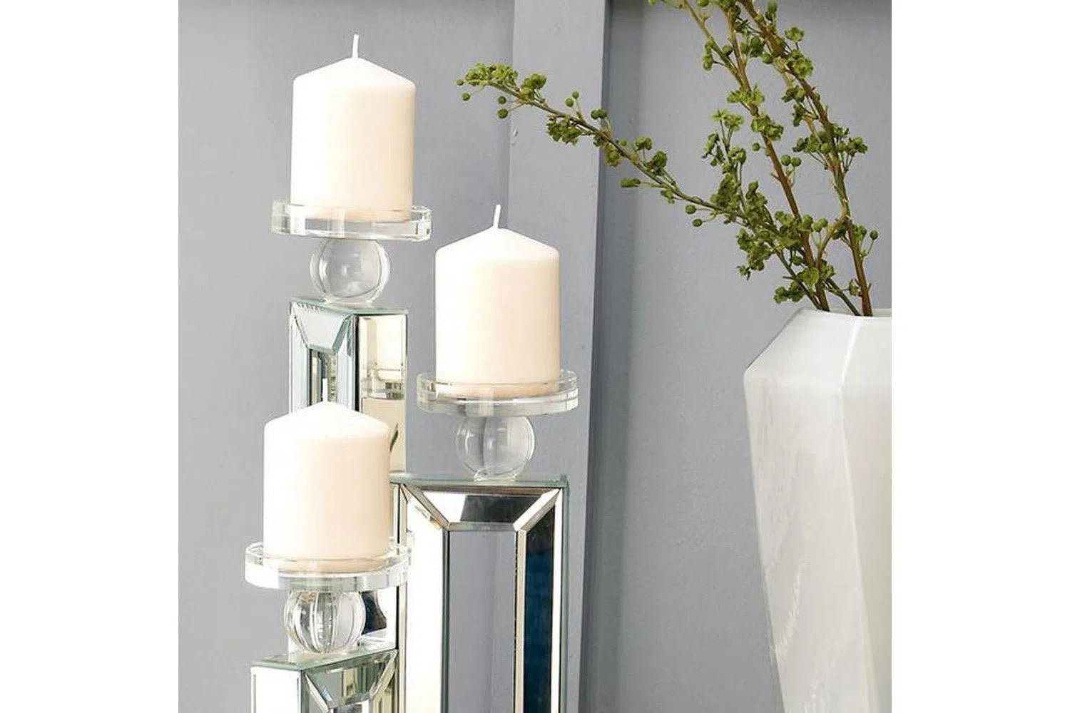 Darcie Mirrored Candle Holder Set of 3-Adore Home Living