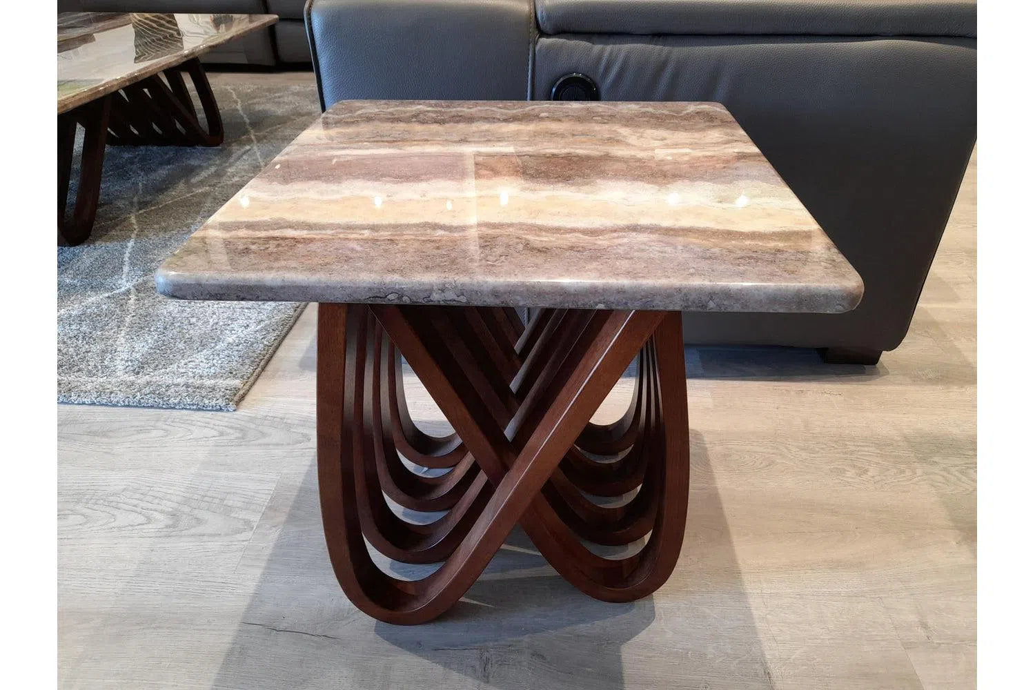 Adore Home Living Delta Marble Lamp Table
