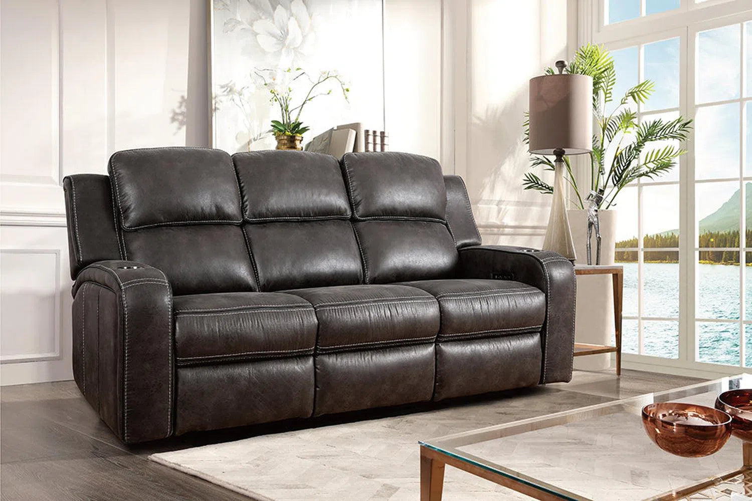 Edwards Fabric Three Seater Recliner-Adore Home Living