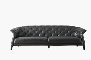 Gonzales Chesterfield Leather 2 Seater - BLACK front