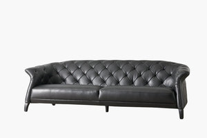Gonzales Chesterfield Leather 2 Seater - BLACK side