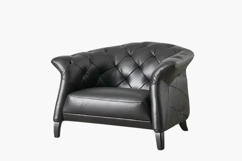 Gonzales Chesterfield Leather Armchair - BLACK - Adore Home Living - Da Vinci Collection - bd2024, blknov2024, DAVINCI, Gonzales, Leather Sofa, Occasional Chairs, sale, springsale2024