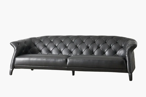 Gonzales Chesterfield Leather 3 Seater - BLACK - Adore Home Living - Da Vinci Collection - bd2024, blknov2024, DAVINCI, Gonzales, Leather Sofa, sale, springsale2024