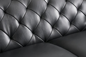 Gonzales Chesterfield Leather sofa leather detail black