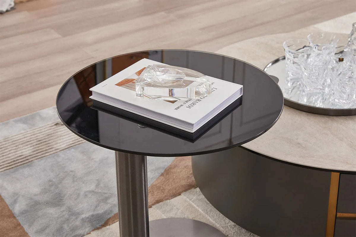 Harlo Glass Top Lamp Table-Adore Home Living