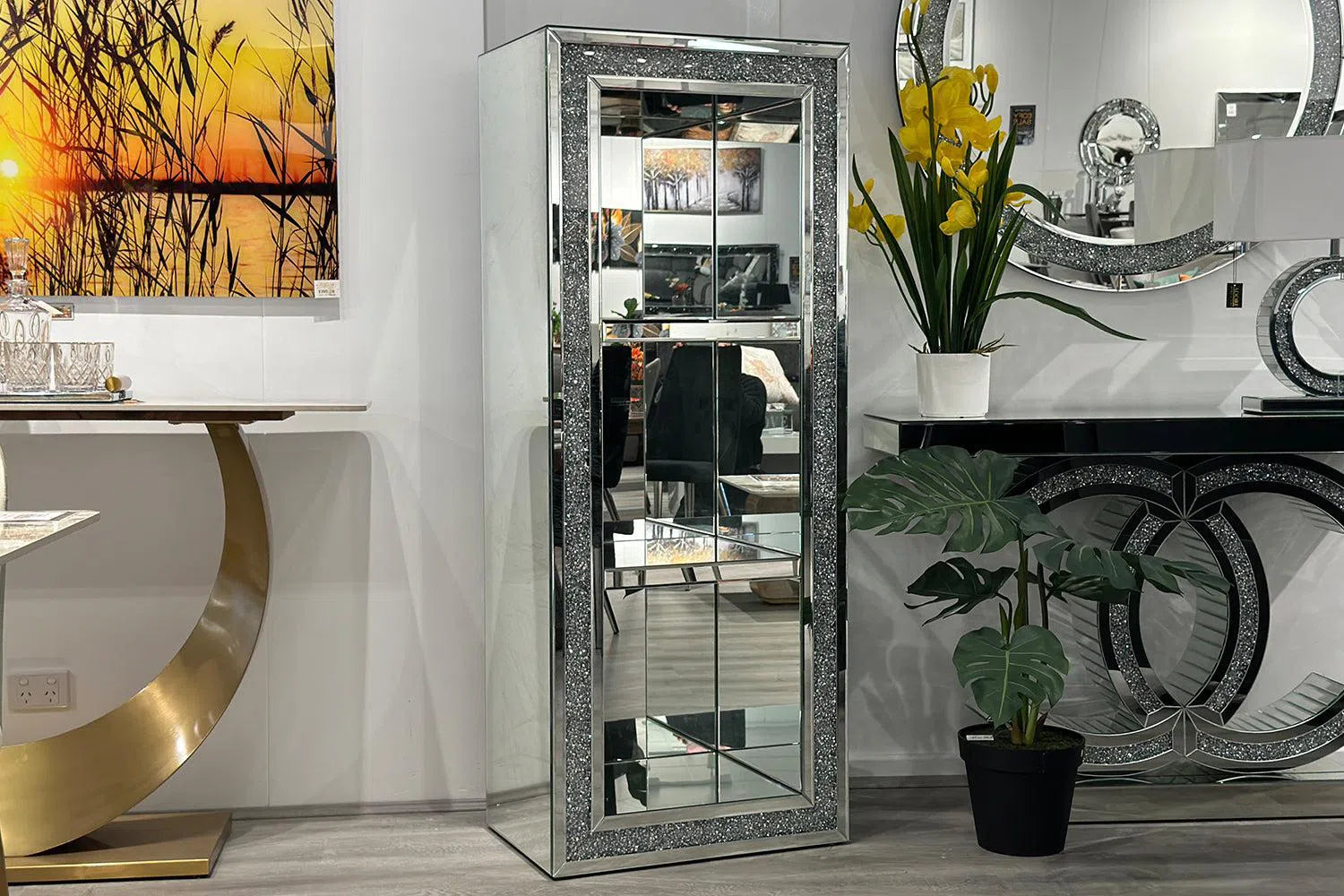 Harriet Mirrored Display Unit-Adore Home Living