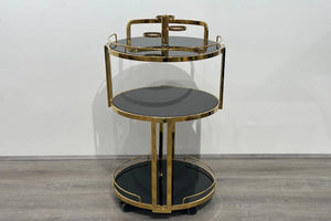 Hennessy Round Bar Cart - Silver & White 