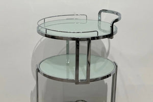 Hennessy Round Bar Cart - Silver & White 