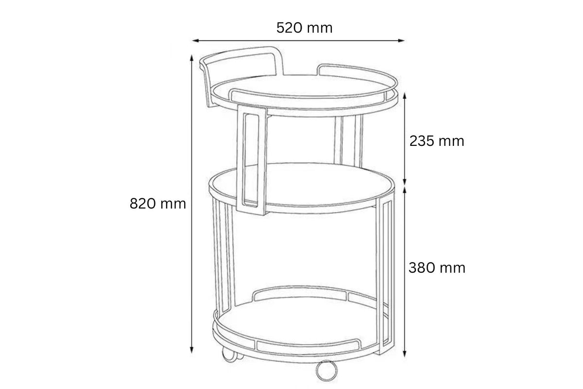 Hennessy Round Bar Cart - Silver & Black