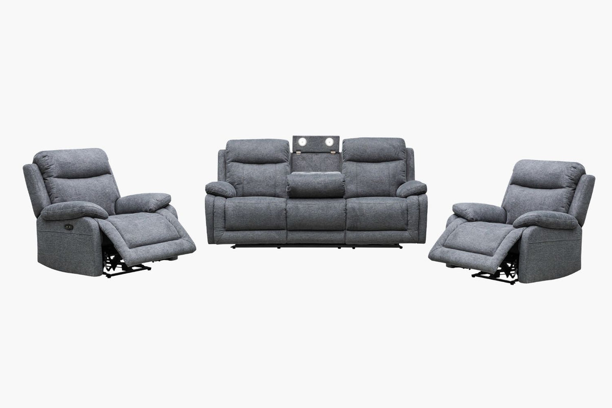 Hughes Fabric Recliner Suite