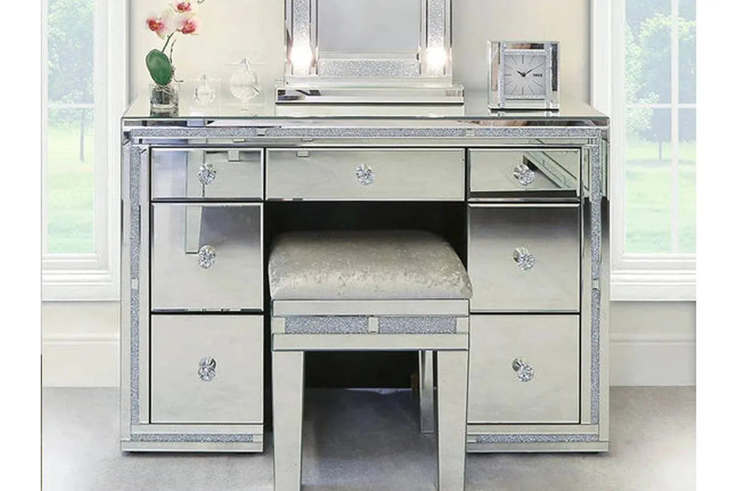 Silver mirrored dressing clearance table