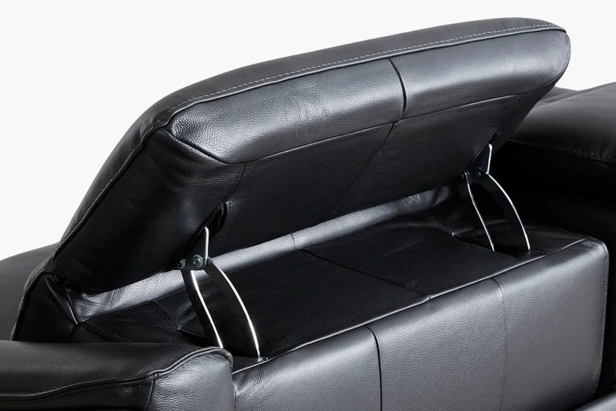 Knight Full Leather Electric Recliner Suite - Black