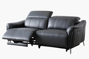 Knight Full Leather Electric Recliner Suite - Black