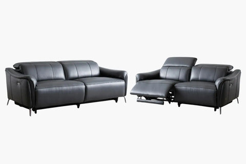 Knight Full Leather Electric Recliner Suite - Black - Adore Home Living - Da Vinci Collection - bd2024, blknov2024, DAVINCI, knightlounge, Leather Sofa, Recliner, recliner sofa, sale, sofa sets, springsale2024