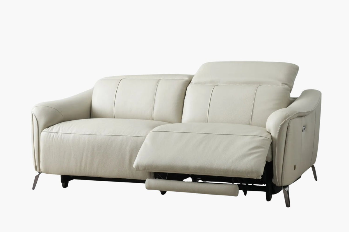 Knight Full Leather 2 Seater Electric Recliner - Cream