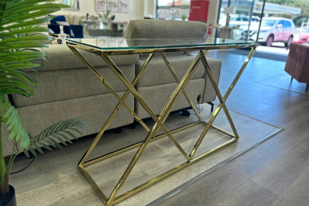 Lima Glass Console Table - Ex Display-Adore Home Living