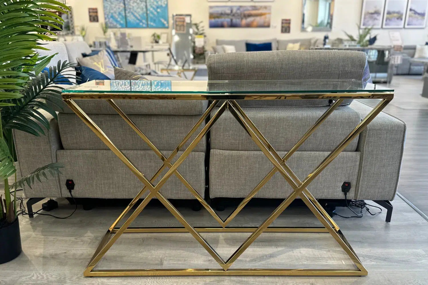 Lima Glass Console Table - Ex Display-Adore Home Living