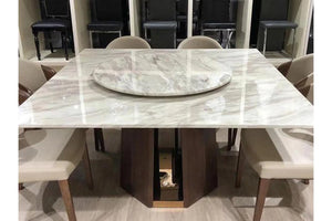 Lorenza Marble Dining Table with Lazy Susan-Adore Home Living
