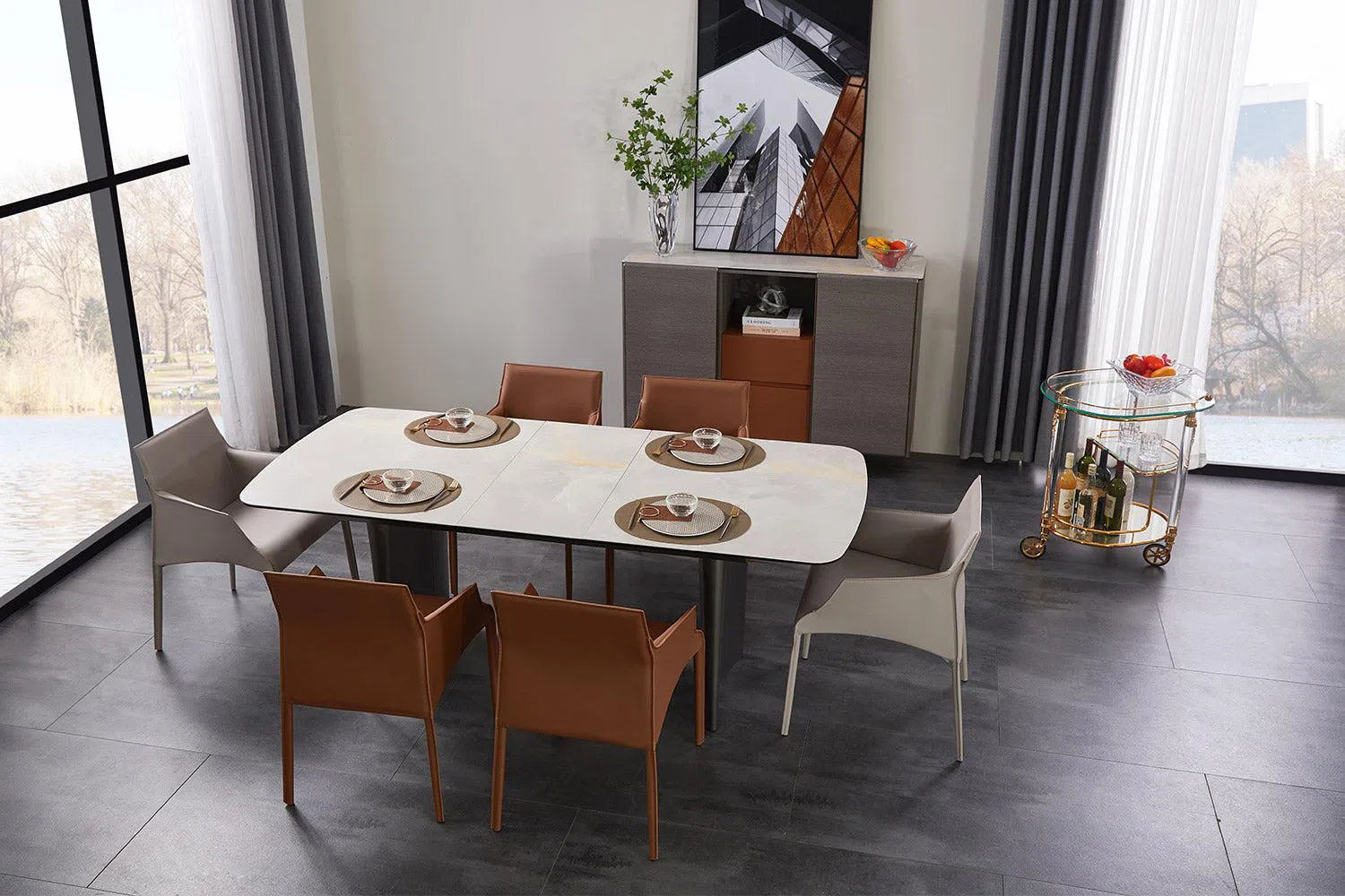 Manchester Ceramic Top Dining Table-Adore Home Living