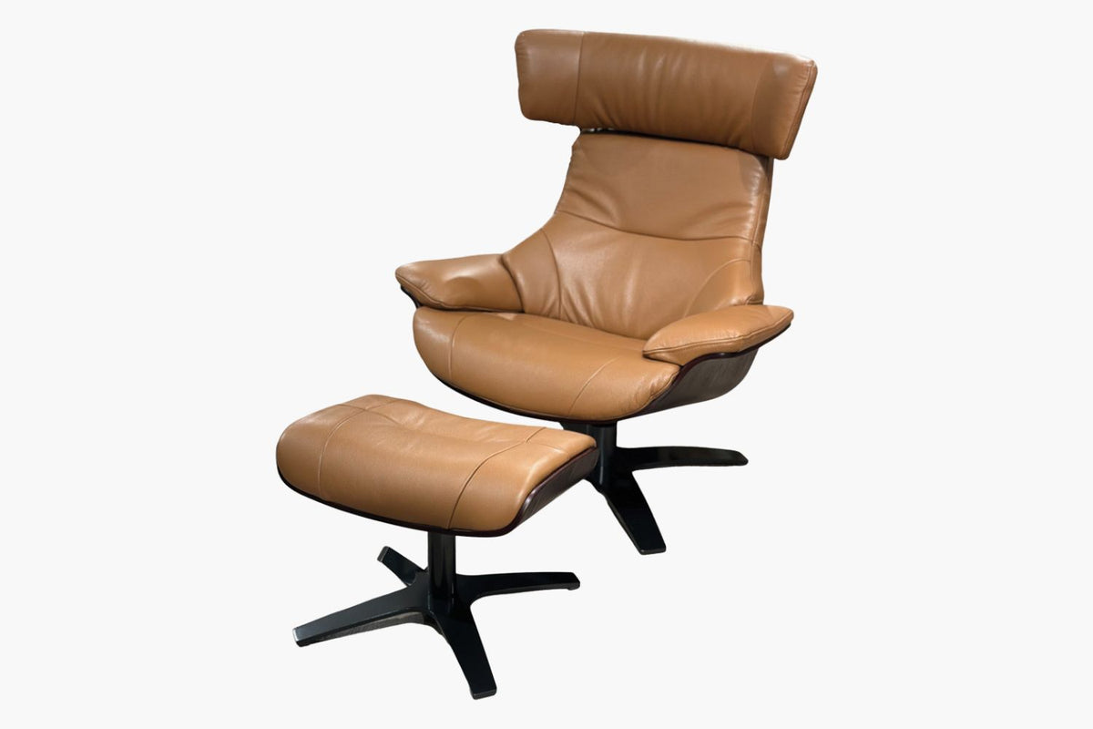 Mendoza Recliner Chair with Ottoman - Tan