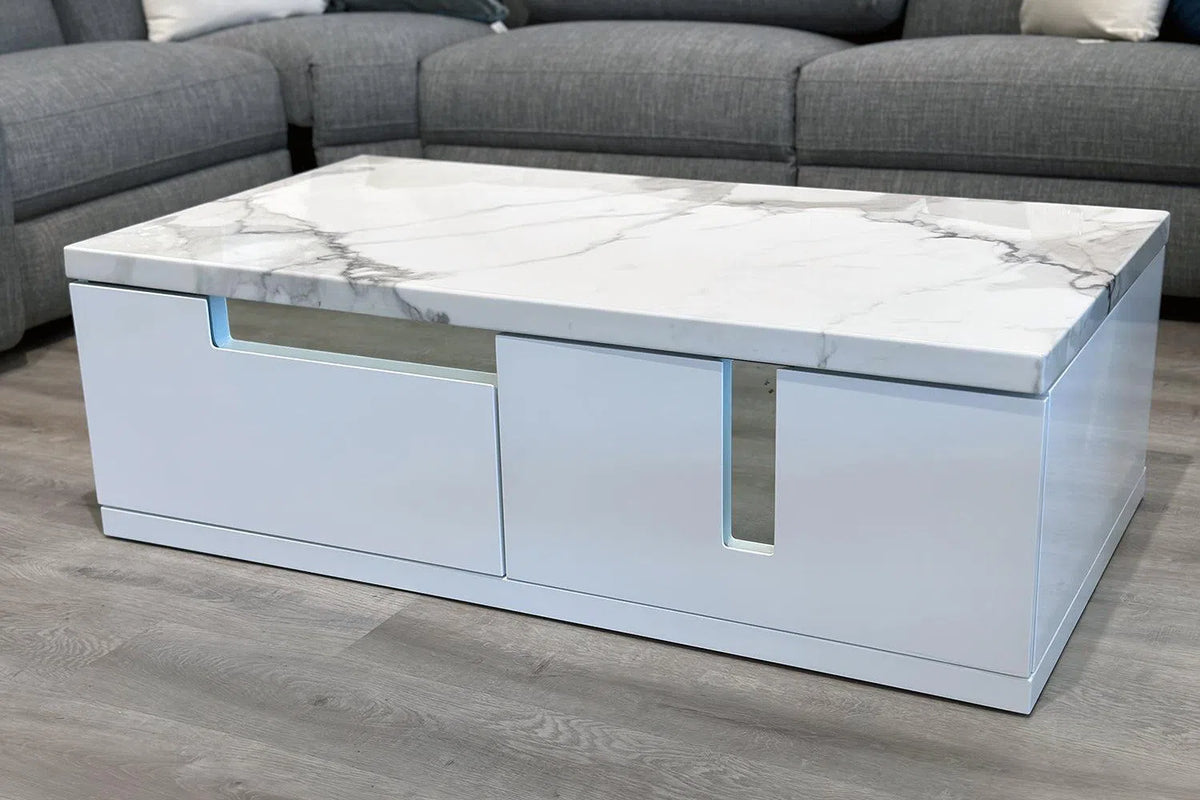 Monaco High Gloss and Marble Top Coffee Table-Adore Home Living