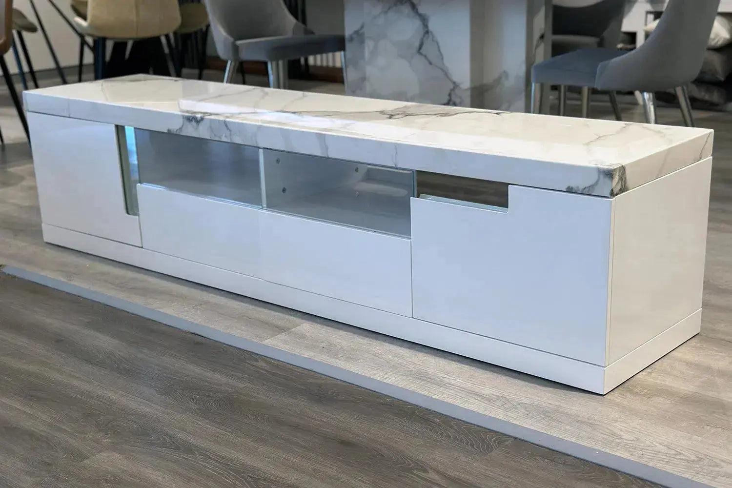 Adore Home Living Monaco High Gloss and Marble Top TV Unit