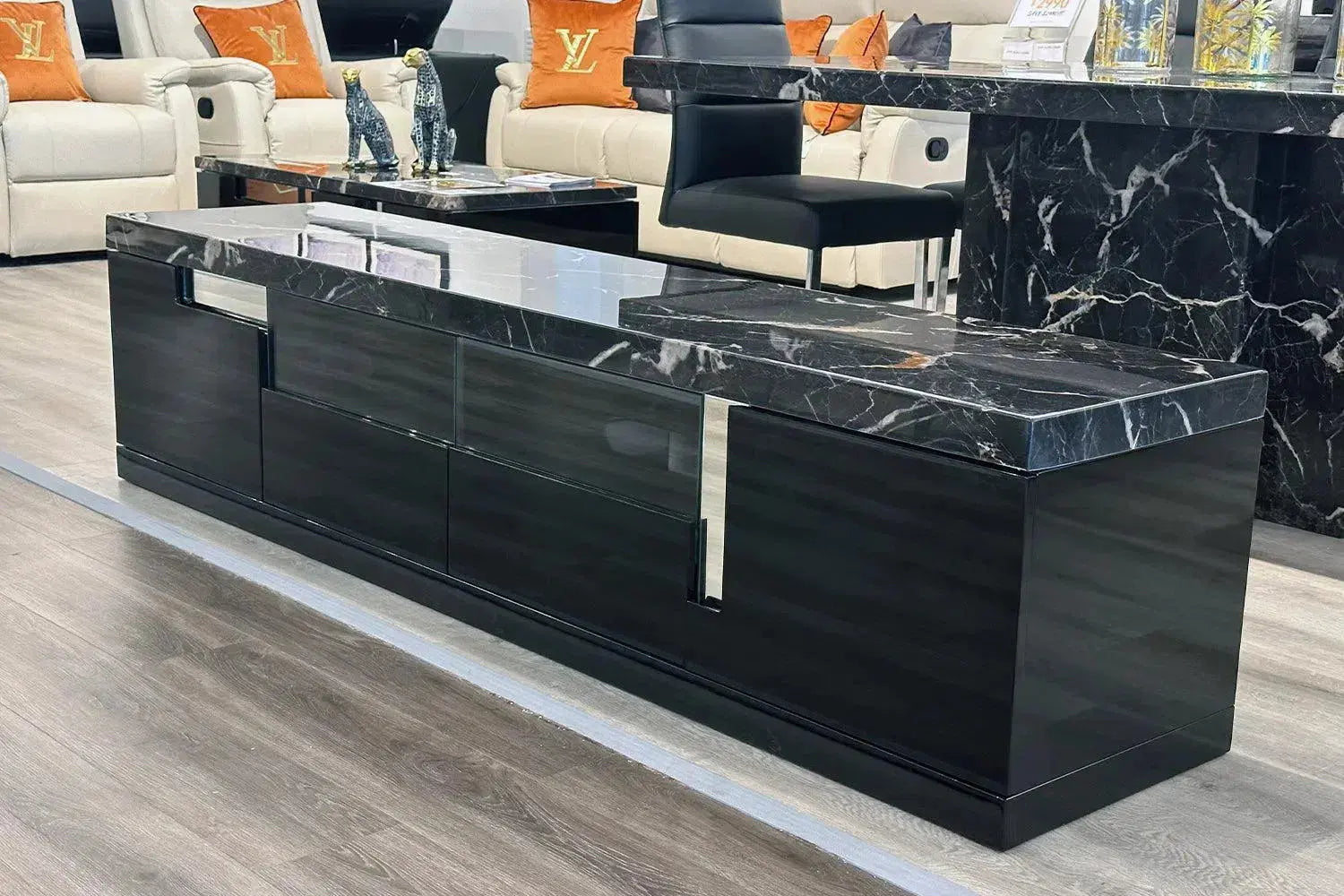 Adore Home Living Monaco High Gloss and Marble Top TV Unit