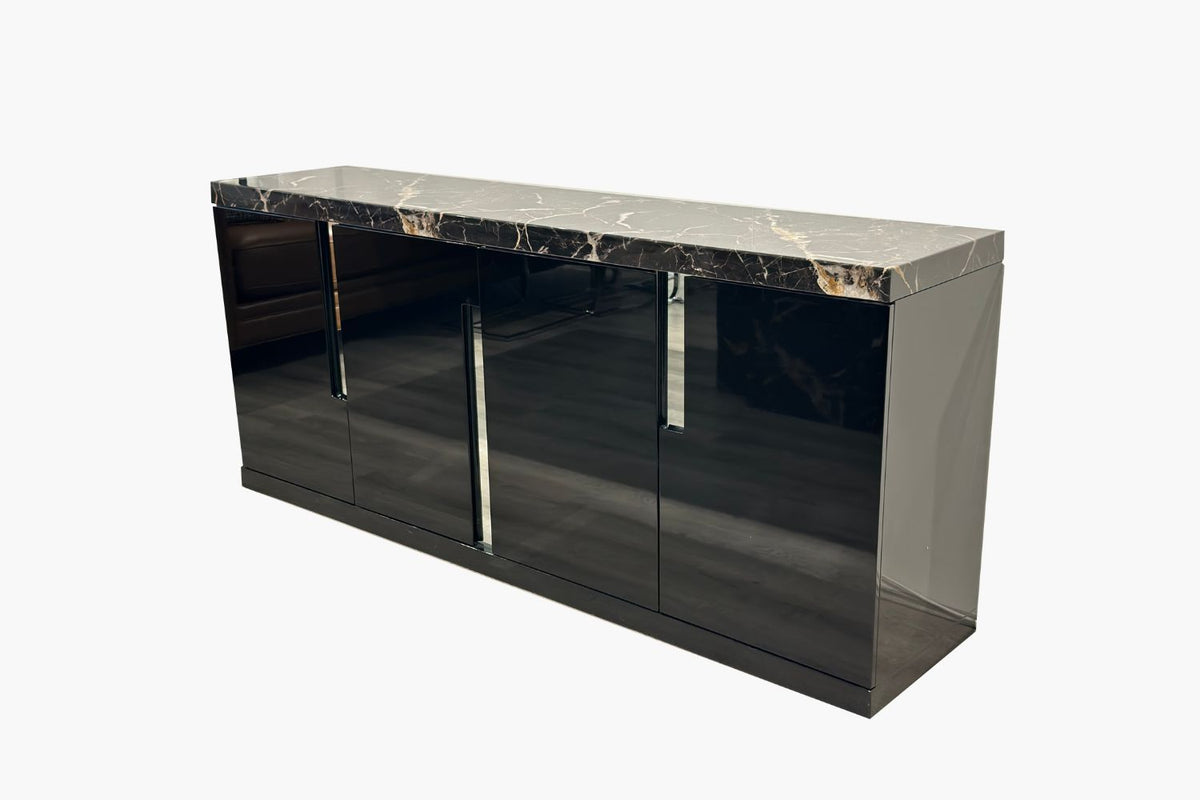 Monaco High Gloss and Marble Top Buffet - Black