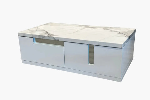 Monaco High Gloss and Marble Top Coffee Table - White - Adore Home Living - Coffee Table - bd2024, blknov2024, coffee table, High Gloss, marble, sale, springsale2024