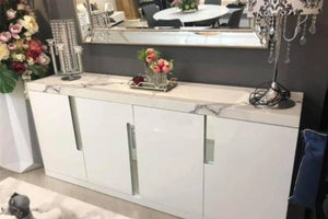 Monaco High Gloss and Marble Top Buffet - White 