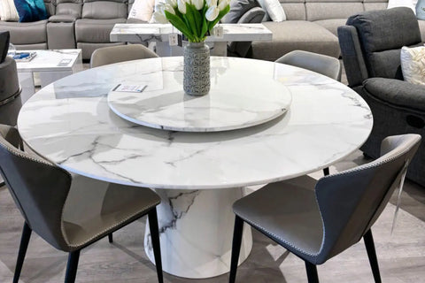 Montana Marble Dining Table - White - Adore Home Living - Dining Table - bd2024, blknov2024, dining room furniture, dining table, marble dining, Marble Dining Set, marble table, sale, springsale2024