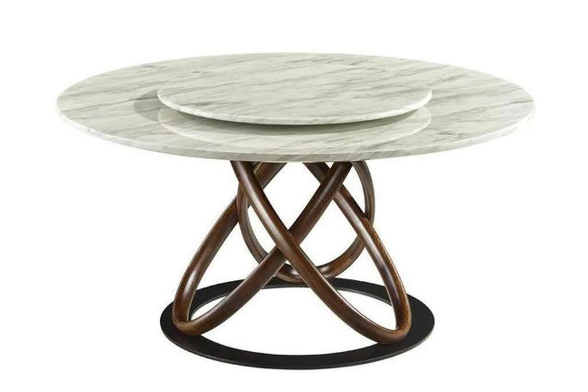 Omega Marble Dining Table with Lazy Susan-Adore Home Living