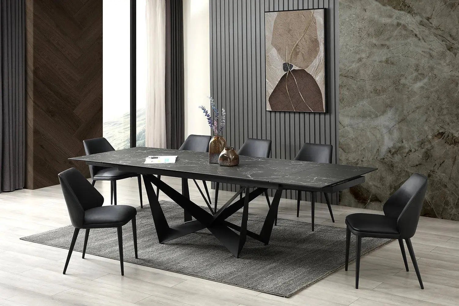 Adore Home Living Reece Ceramic Top Extension Dining Table