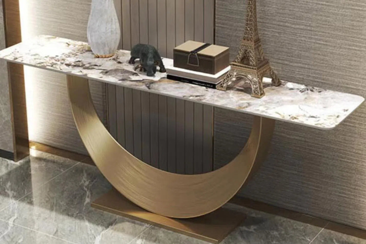 Romeo Sintered Stone Top Console Table-Adore Home Living