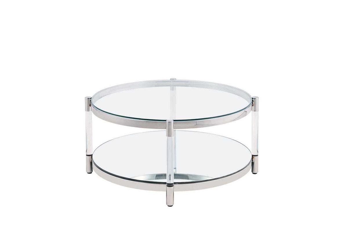 Ryder Glass Top Coffee Table - Silver