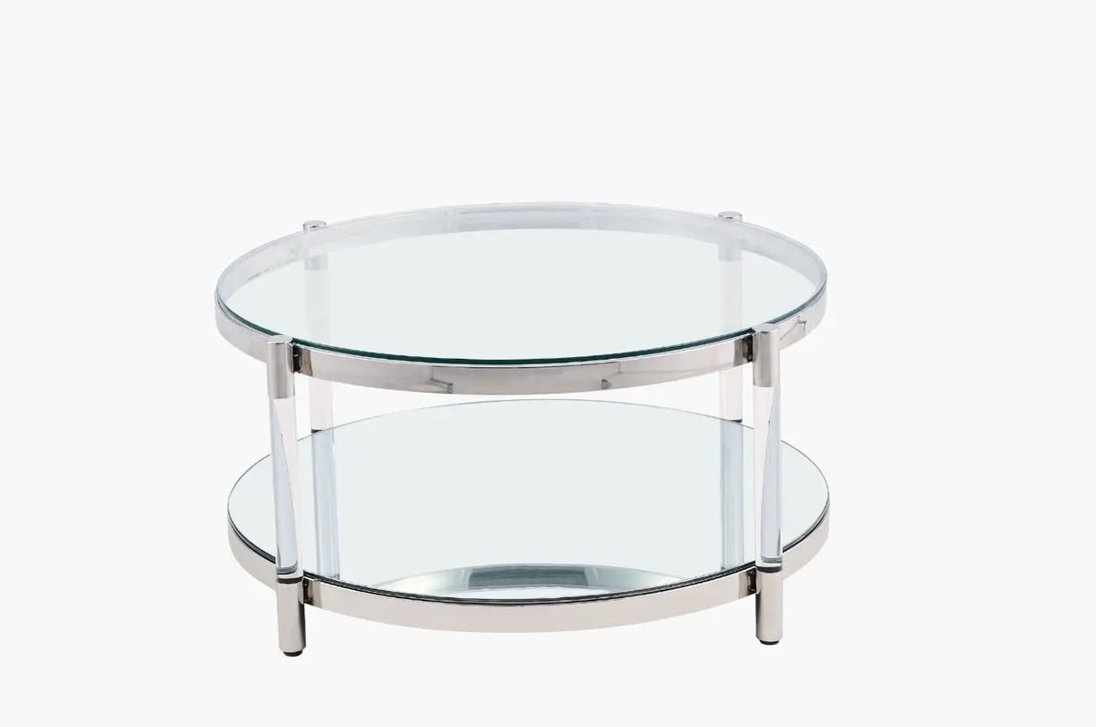 Ryder Glass Top Coffee Table - Silver 
