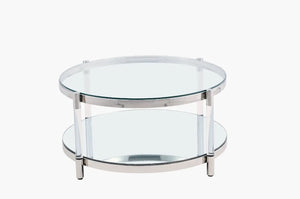 Ryder Glass Top Coffee Table - Silver 