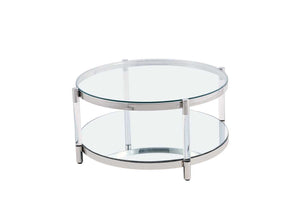 Ryder Glass Top Coffee Table - Silver