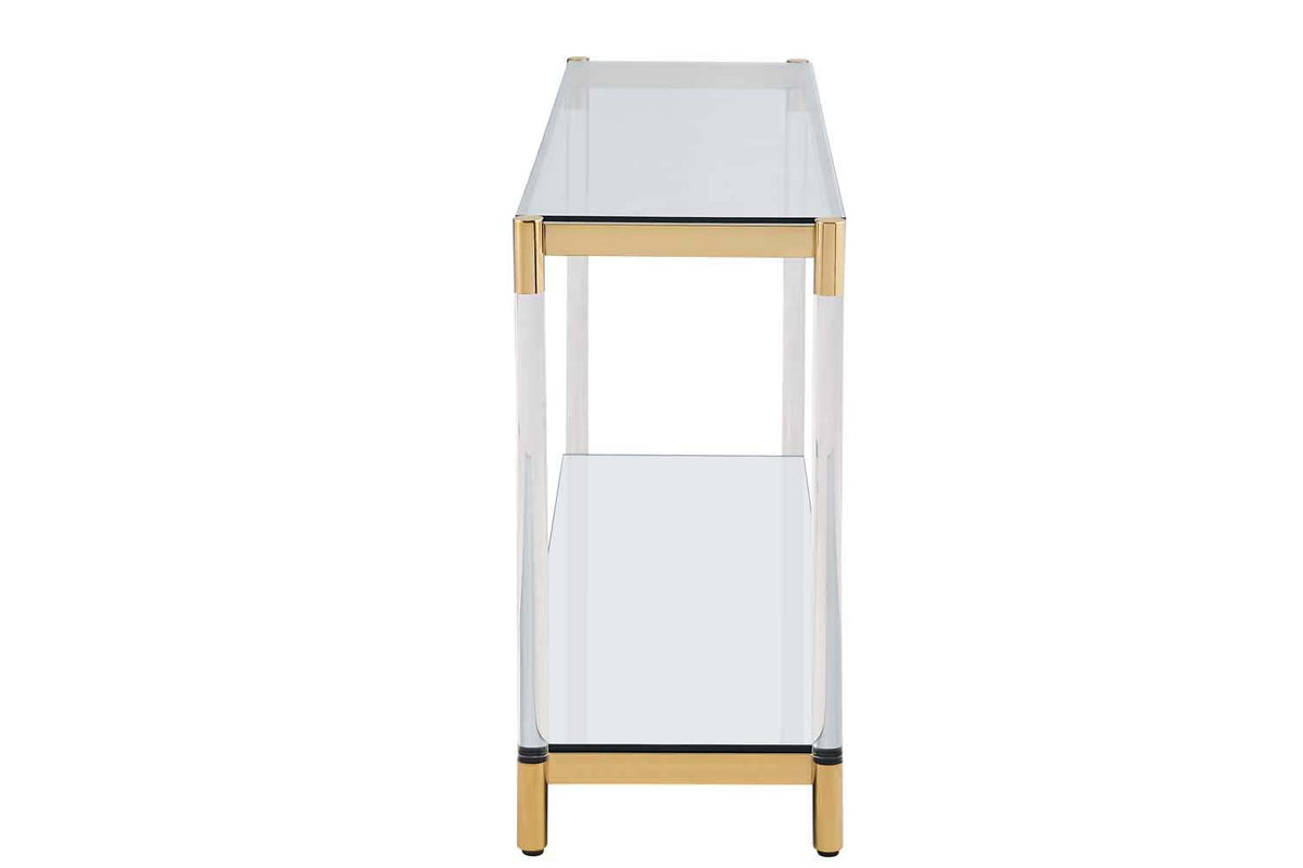 Ryder Glass Top Console Table - Gold