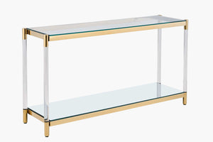 Ryder Glass Top Console Table - Gold