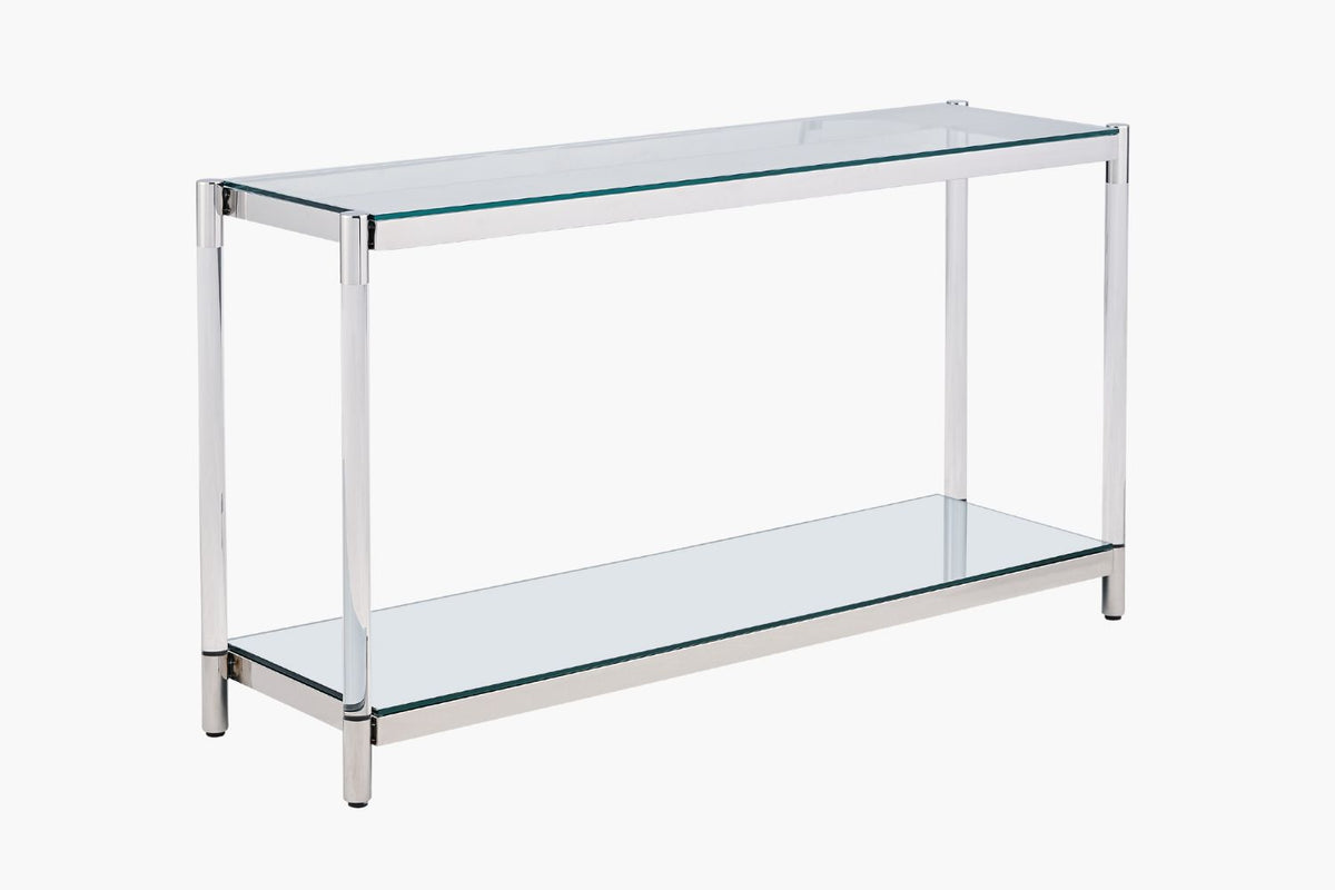 Ryder Glass Top Console Table - Silver