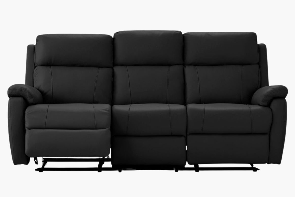 Venice Leather Recliner Suite - Black